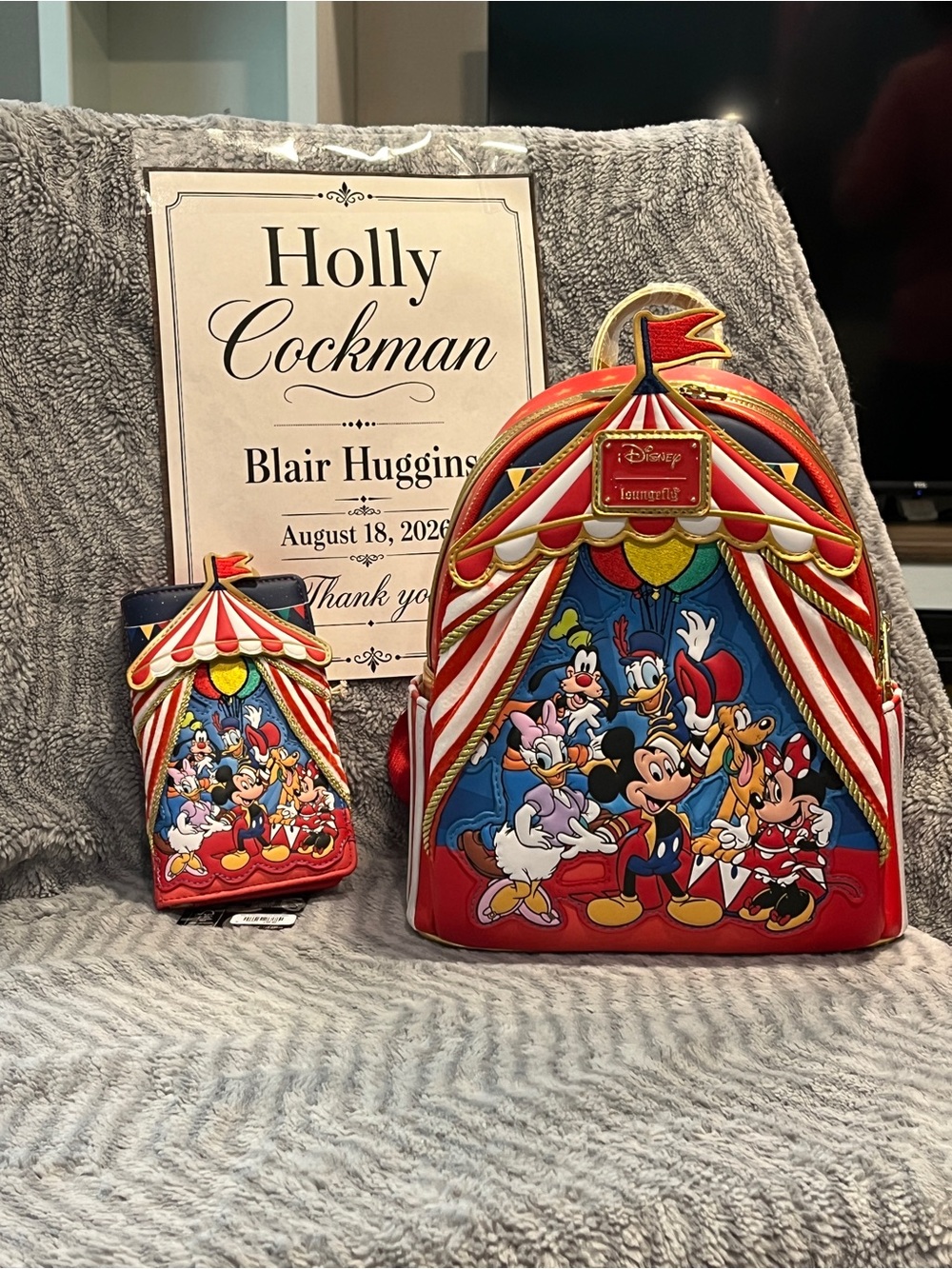 Disney Loungefly Mickey & Friends Circus Backpack & Wallet Bundle-2pc Set